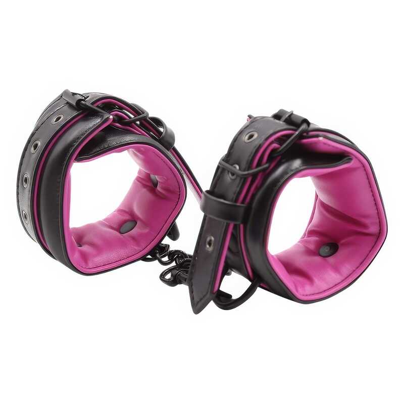 Gepolsterte Handschellen Schwarz Rosa - Image 2