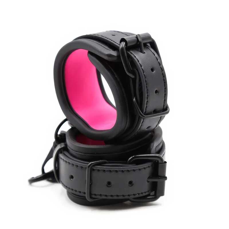 Schwarze Und Rosa Bdsmhandschellen