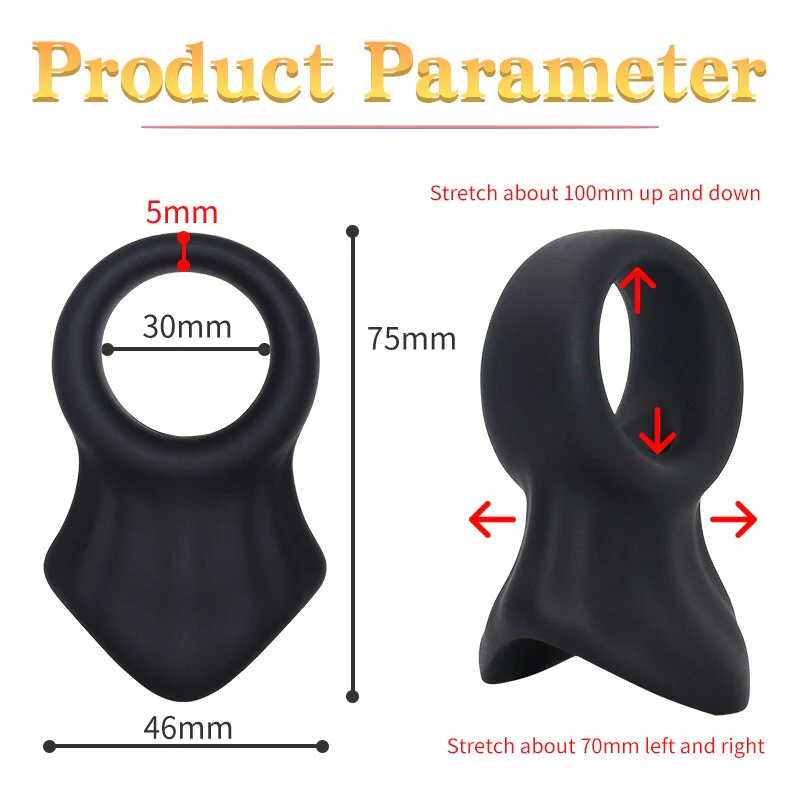 Weicher schwarzer Silikonring für Penis und Hoden - Image 3